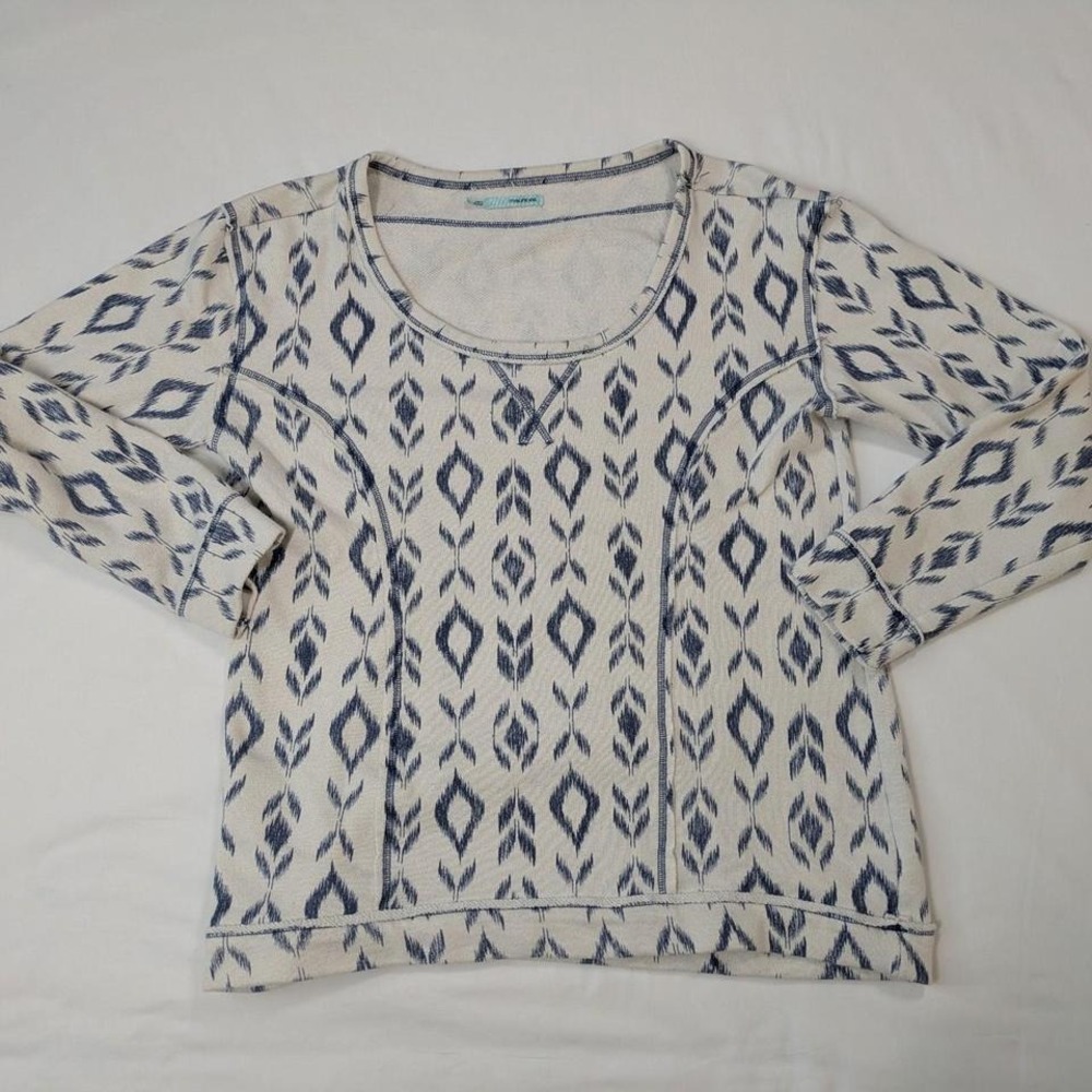 MAURICES Blue Diamond Aztec Print Oversized Cowlneck Sweatshirt Large